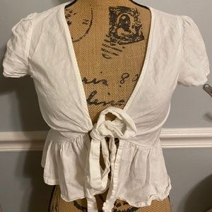 Brandy Melville front tie white blouse